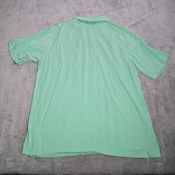 Fennec Polo Shirt Mens XL Green Spotted Floral Short Sleeve Golf Stretch Preppy - Picture 7 of 8